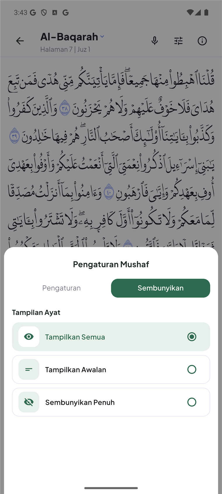 Layar Mushaf Daily Muraja di Android